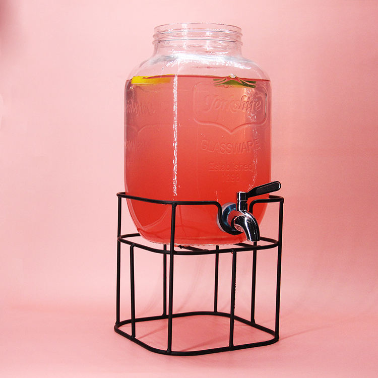 1 Gallon Glass Mason Despenser Juice_Beverage Jar with Steel Shelf