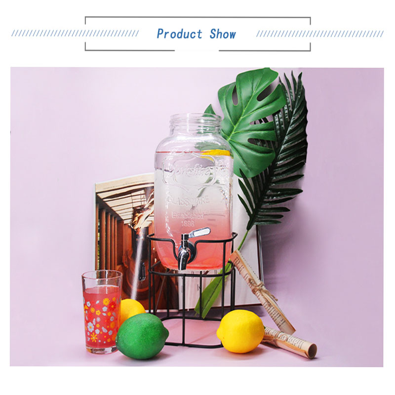 1 Gallon Glass Mason Despenser Juice_Beverage Jar with Steel Shelf
