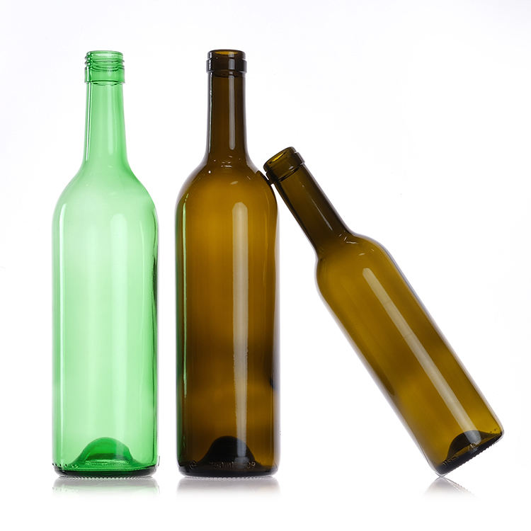 Clear amber black Glass Claret Wine Bottle Empty