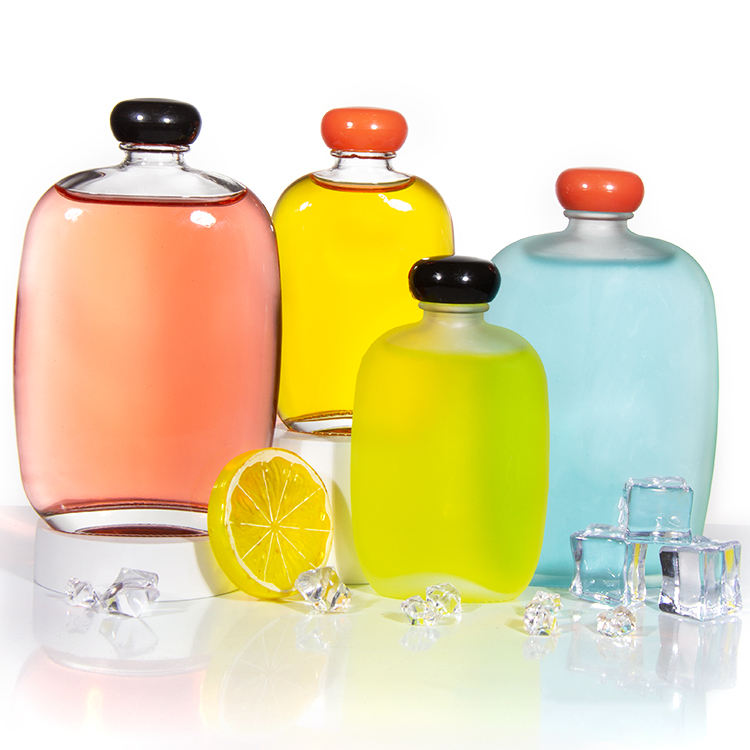 Cheap Price Flat Custom Capacity Regular Mouth Glass Liquor Bottles For Storing Milk Juice Water