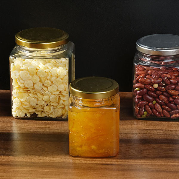 2023 New 200ml Square Food Container Honey Glass Jar Transparent Storage With Lid