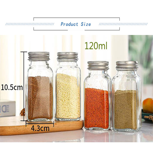 Custom Design Condiments Bottle Glass Pepper Shaker Clear Spice Jar For Spice