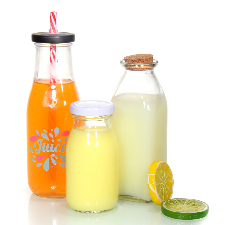 Customized Logo 100ml Small Shot Glass Clear French Cold Juice Bottle With Aluminum Screw Lids